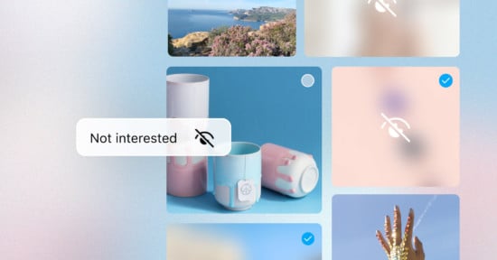 an illustration of instagram posts, some marked as not interested
